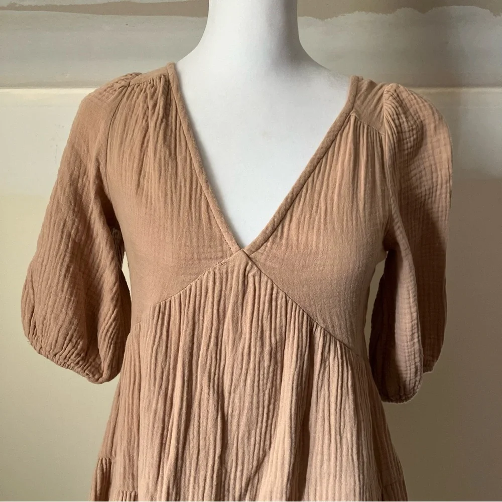 Aerie Pool-To-Party Cotton Dress Cappuccino Tan size XS - Picture 4 of 10